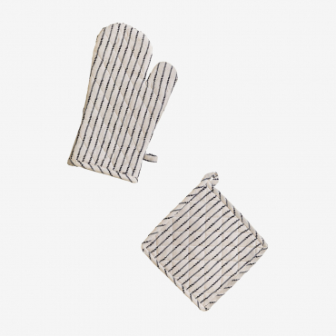 Oziel Oven Glove And Kitchen Towel Set Beige Cream - Sklum