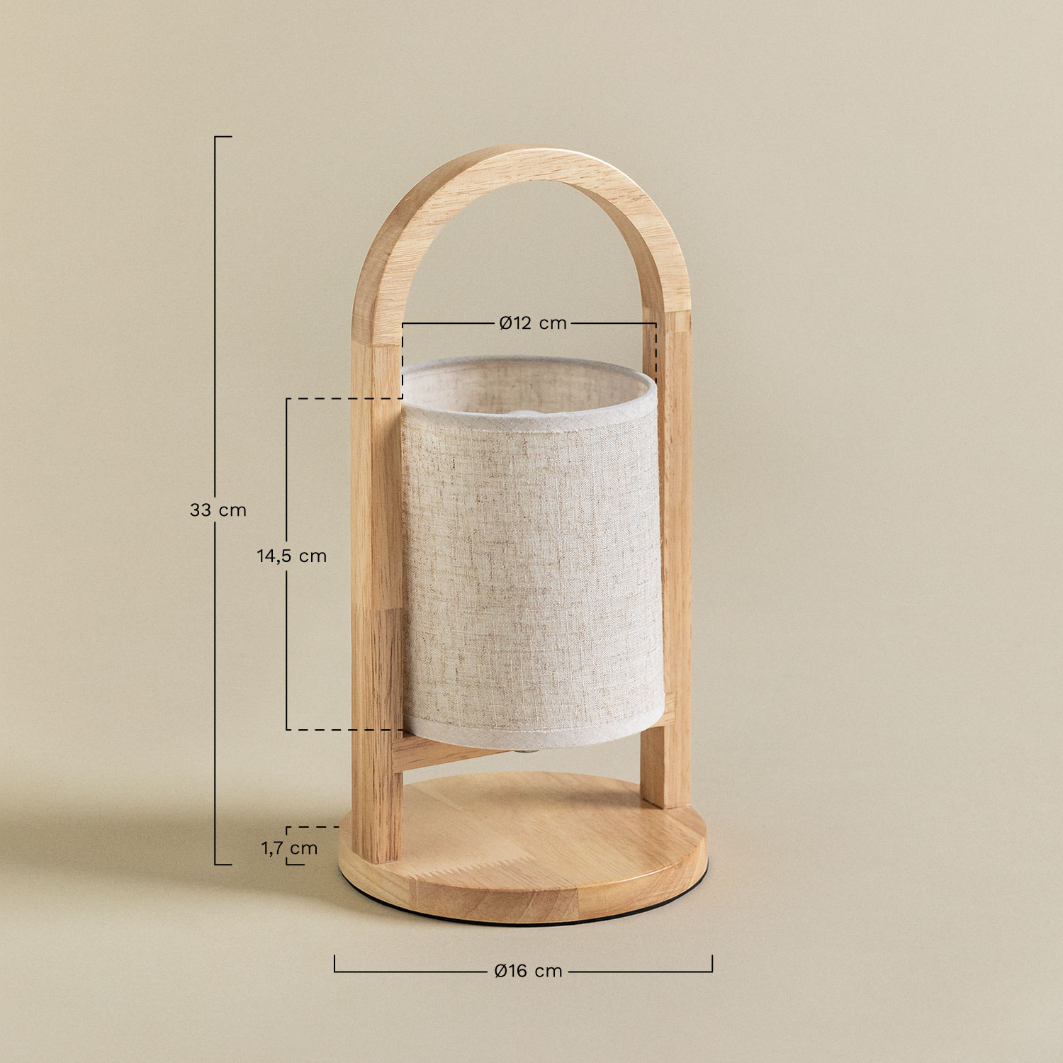 Goriberg cordless wooden table lamp , MEASURES