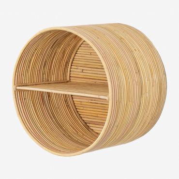 Tisaia Rattan Wall Shelf Brown Natural Wood - Sklum