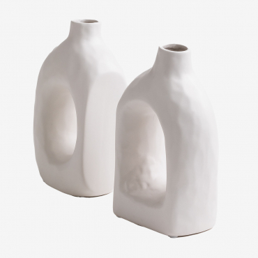 Set Of 2 Offred Ceramic Bookends White - Sklum