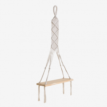 Donovan Macrame Tapestry Wall Shelf Beige Cream - Sklum