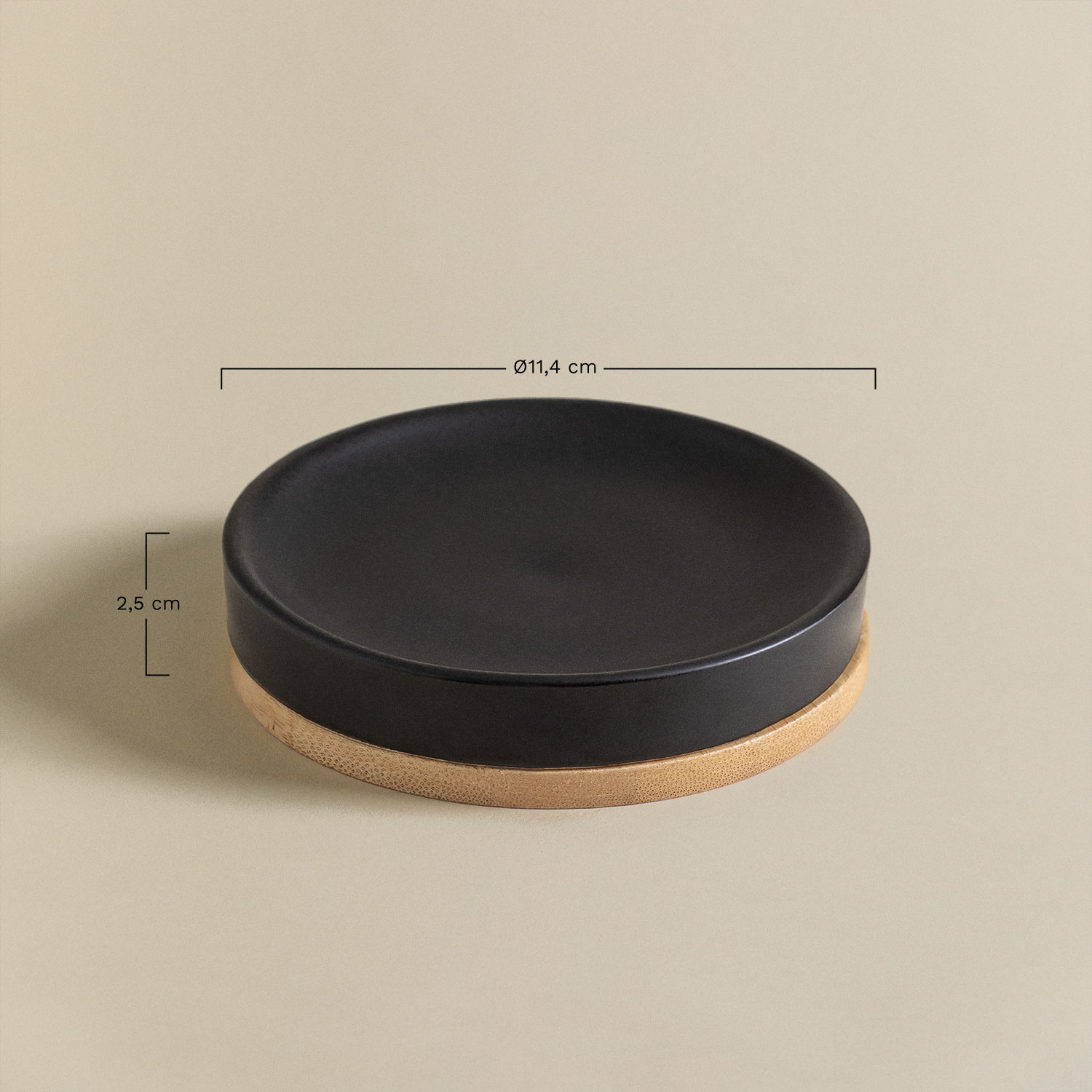 Elvan ceramic and bamboo soap dish, MEASURES