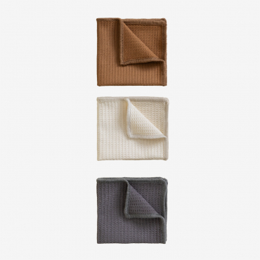 Melnik Set Of 3 Cotton Kitchen Towels Natural Colors - Sklum