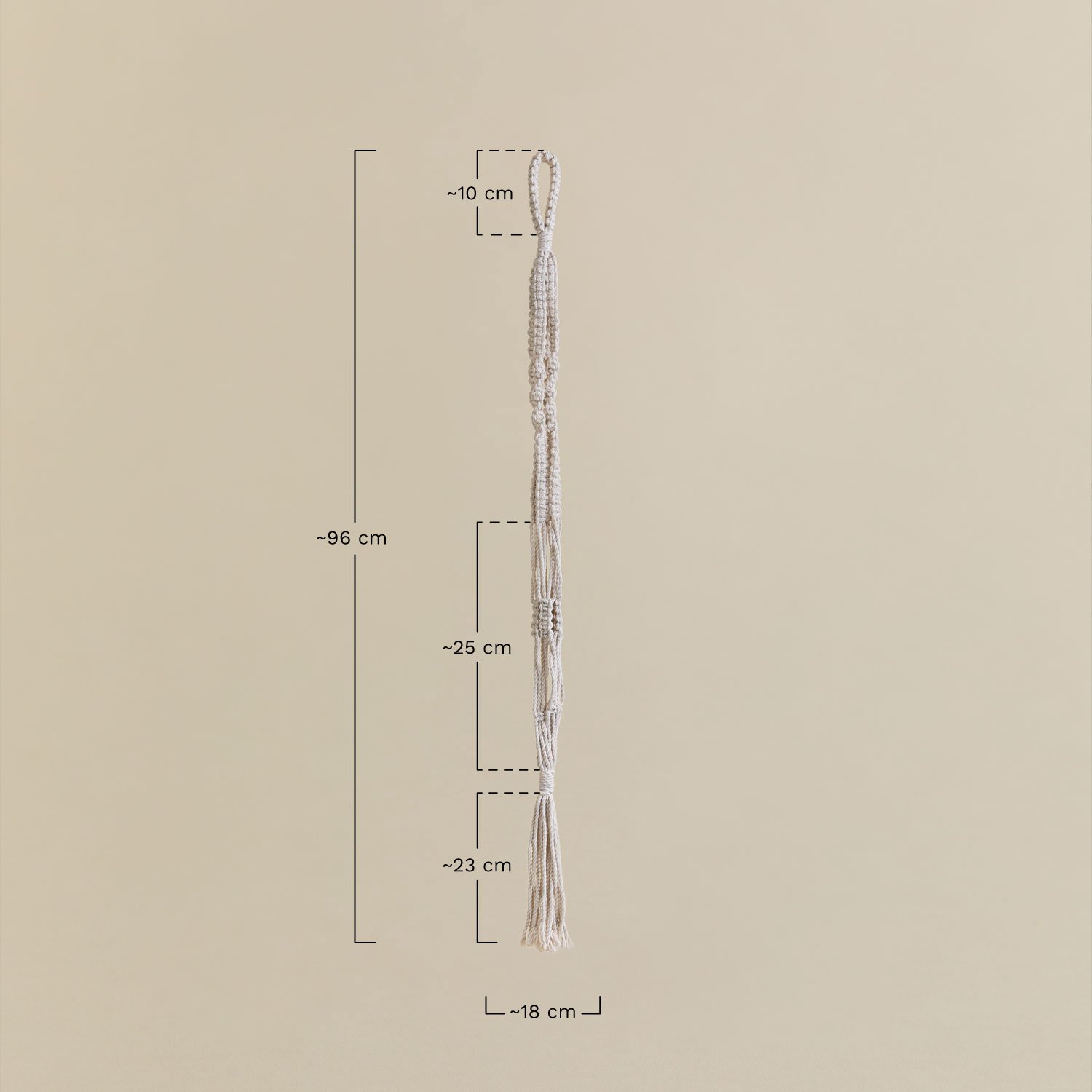 Marduc Macramé Hanging Planter, MEASURES