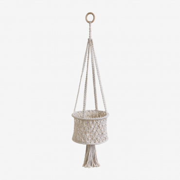Mitridas Macrame Hanging Planter Beige Cream - Sklum