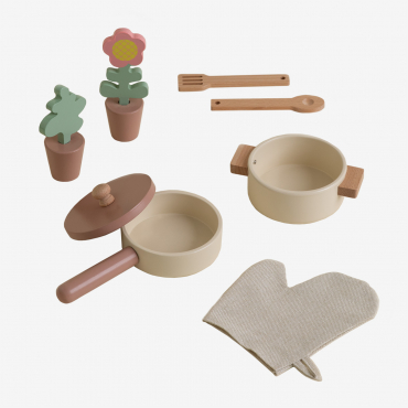 Drisy Kids Wooden Cooking Utensils Natural Colors - Sklum