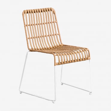 Pack Of 4 Aroa Synthetic Rattan Garden Chairs White - Sklum