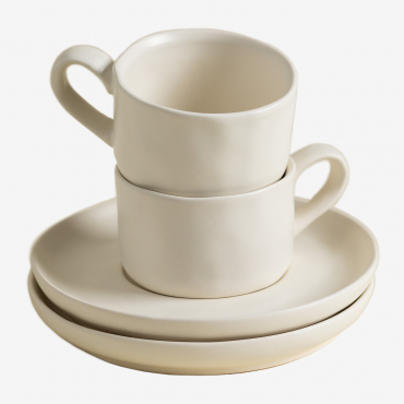Belvere Set Of 2 Cups And Saucers 10 Cl Gardenia White - Sklum