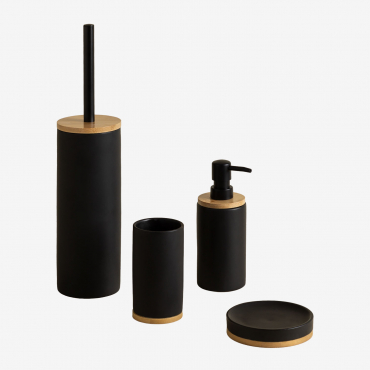 Elvan Bamboo Bathroom Set Black - Sklum