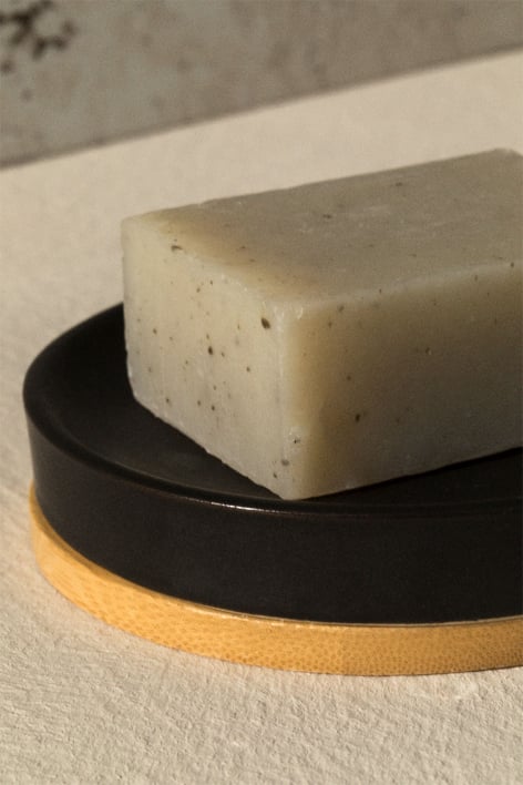 Elvan ceramic and bamboo soap dish