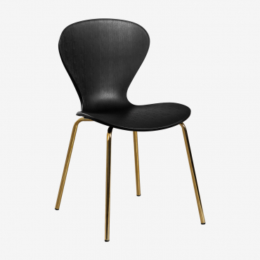 Uit Pack Of 2 Stackable Dining Chairs Black & Golden - Sklum