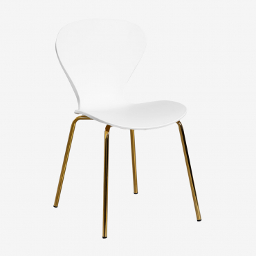 Uit Pack Of 4 Stackable Dining Chairs White & Golden - Sklum