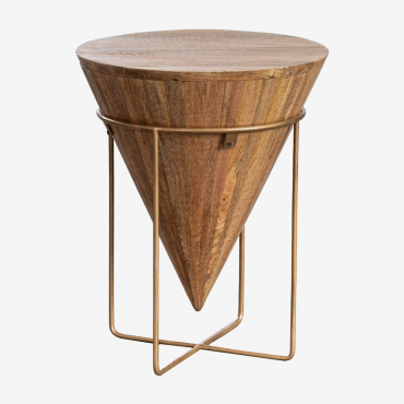 Round Side Table In Mango Wood (ø40 Cm) Piram Golden - Sklum