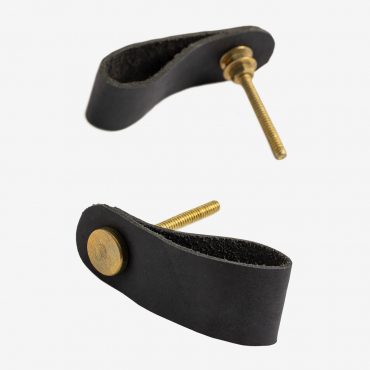 Set Of 2 Jember Leather Handles Black - Sklum