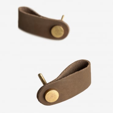 Set Of 2 Jember Leather Handles Brown Candy - Sklum