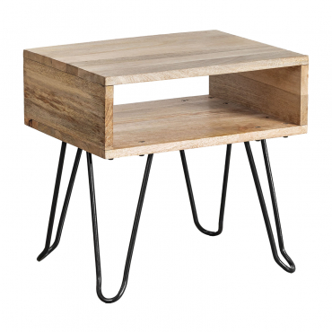 Tital Recycled Wood Bedside Table Natural Wood - Sklum