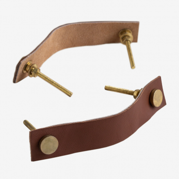Set Of 2 Leather Handles Teroy Style Caramel - Sklum