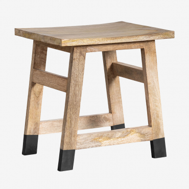 Low Stool In Pid Mango Wood Black - Sklum