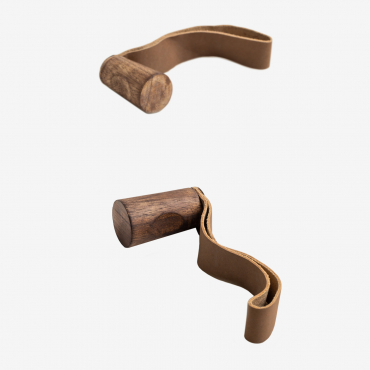 Set Of 2 Door Handles Niena Dark Brown Wood - Sklum