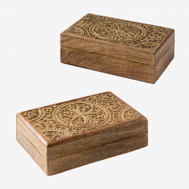 Set Of 2 Nanup Mango Wood Organizing Boxes Mango Wood - Sklum