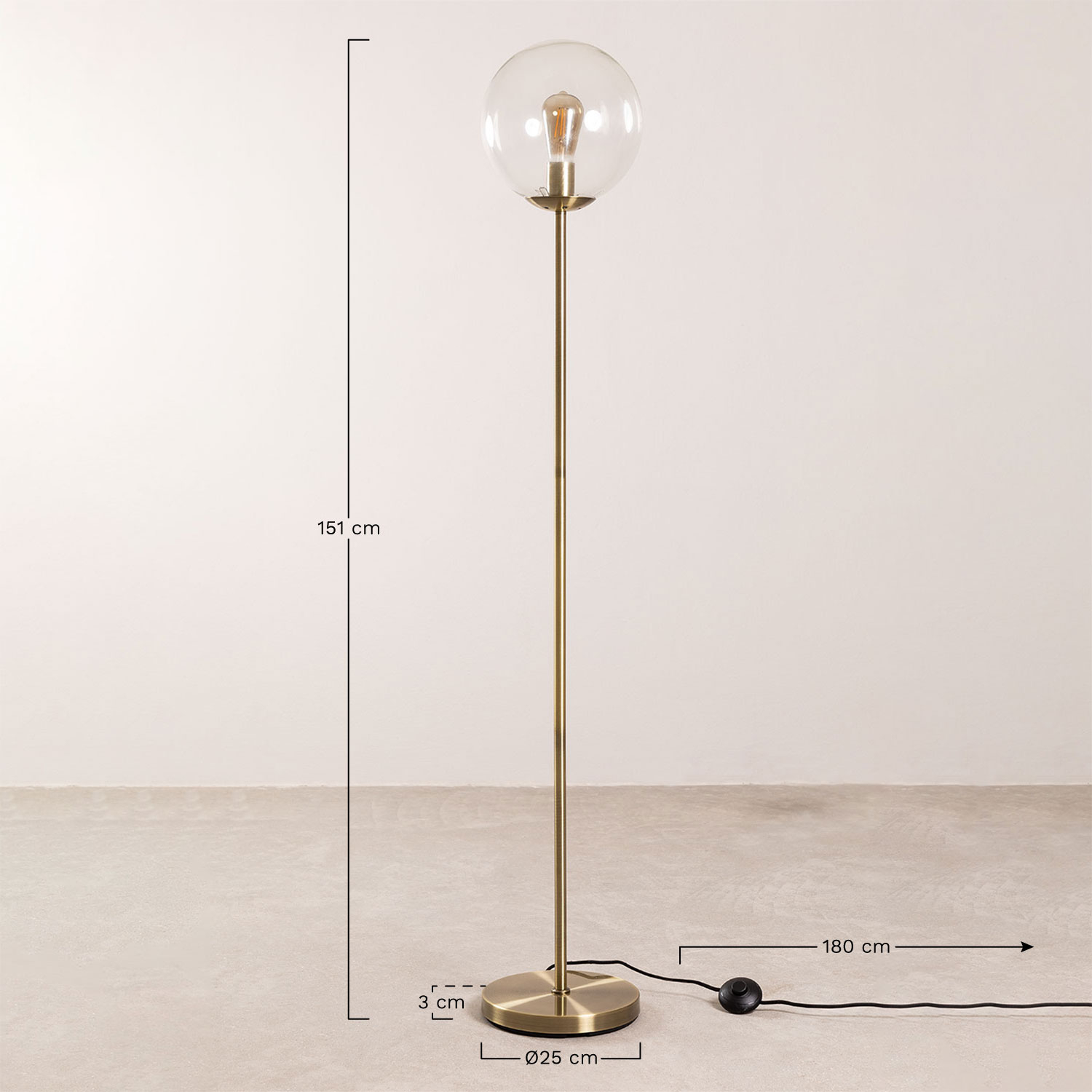 Metal Floor Lamp Boyi , MEASURES