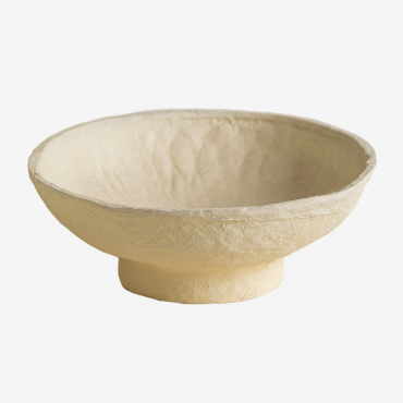 Decorative Handmade Paper Maché Bowl Muriel Beige Cream - Sklum