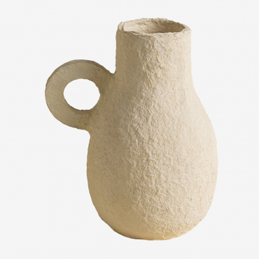 Delores Decorative Handmade Paper Mache Vase Beige Cream - Sklum