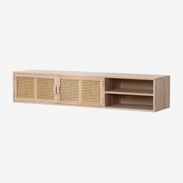 Wall-mounted Tv Cabinet 150x35 Cm In Ralik Wood Brown Natural Wood - Sklum