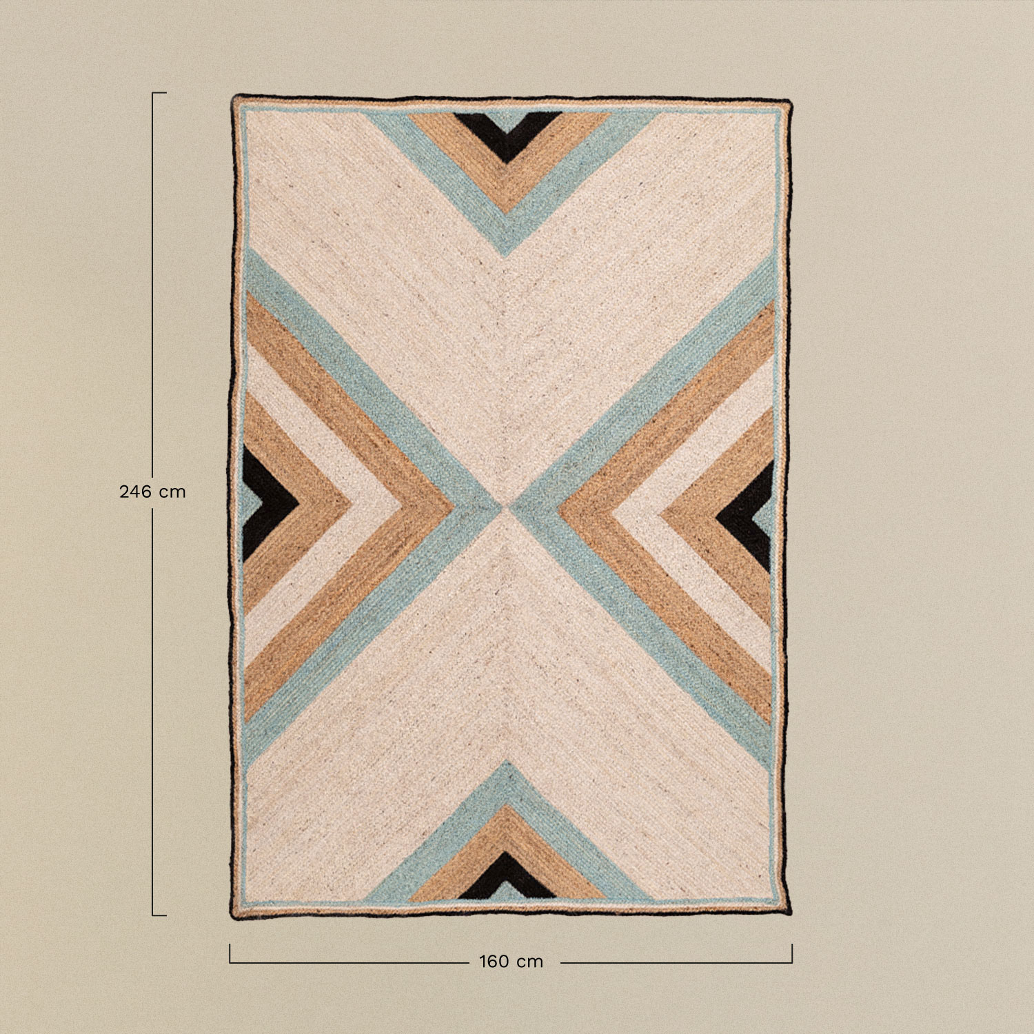 Natural Jute Rug (246 x 160 cm) Saina, MEASURES