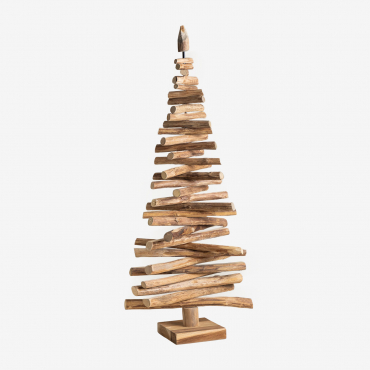 Jingle Teak Wood Christmas Tree Brown Dark Brown Wood & ↑120 Cm - Sklum