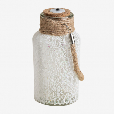 Glass Jar With Led Lights Gada White - Sklum