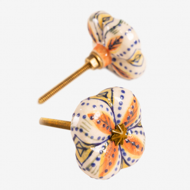 Set Of 2 Ceramic Drawer Pullers Flowe Multicolor Fresh - Sklum