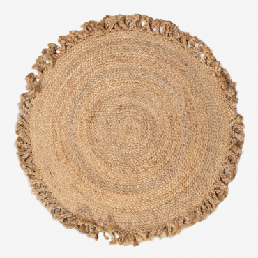 Round Rug In Natural Jute Ondes Ø100 Cm - Sklum