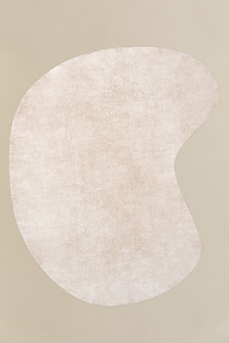 Irregular rug 250x290 cm in cream beige cotton Francine