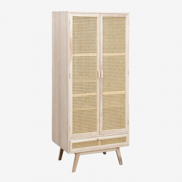 Wooden Wardrobe With Drawer Ralik Design Natural Wood - Sklum