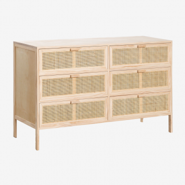 Rattan And Wood Chest Of Drawers Reyna Natural Kids Brown Natural Wood - Sklum