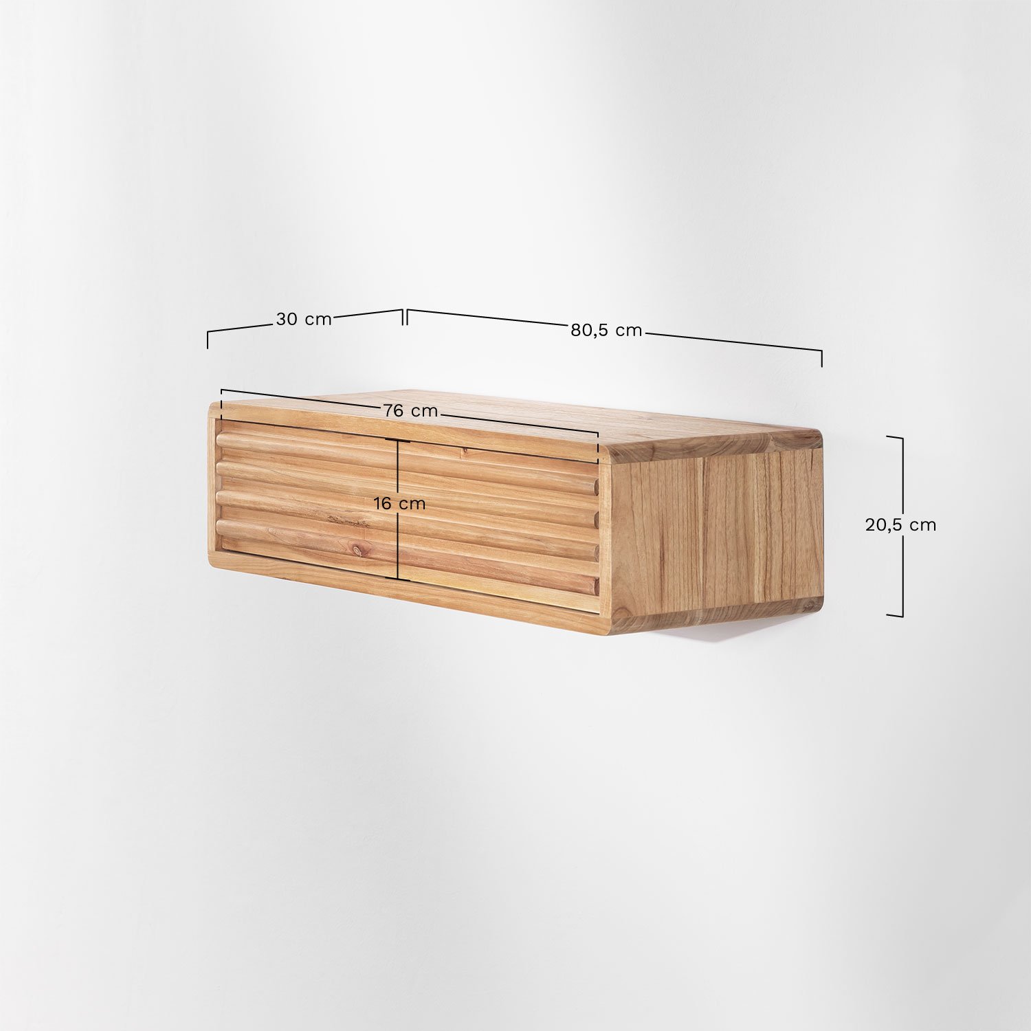 Floating hallway console in Deleyna wood, MEASURES