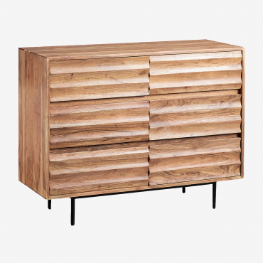 Petter Acacia Wood Chest Of Drawers Acacia Brown - Sklum