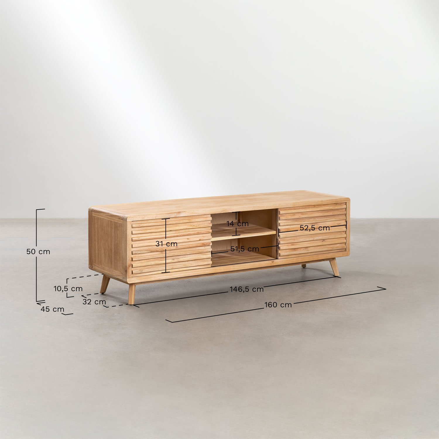 Deleyna wooden TV cabinet, MEASURES