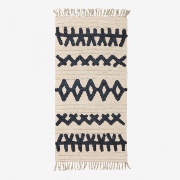 Cotton Rug 160 X 70 Cm Belin White - Black - Sklum