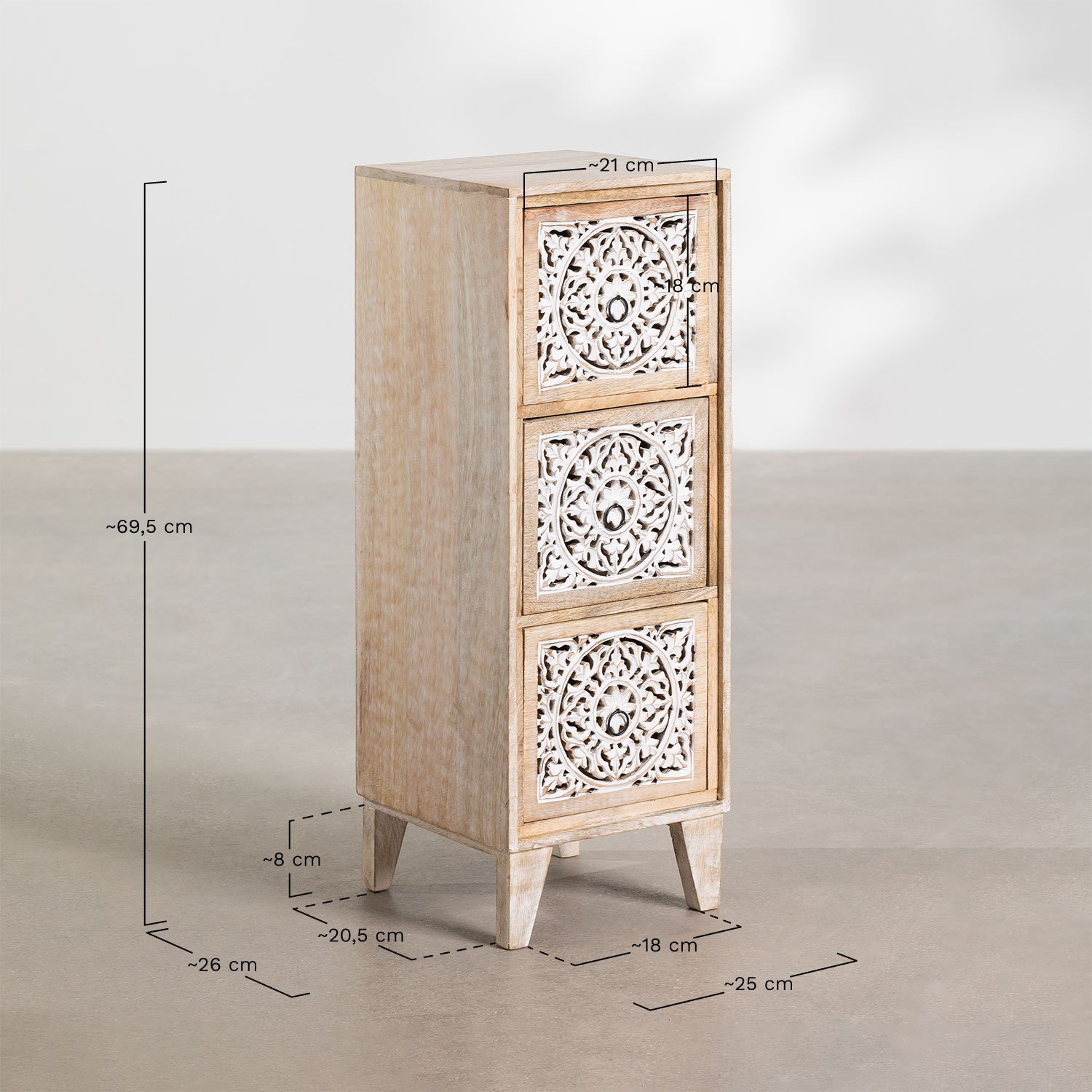 Mekel mango wood chest of drawers          , MEASURES