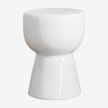 Round Side Table Ø34 Cm In Ceramic Kaly White - Sklum