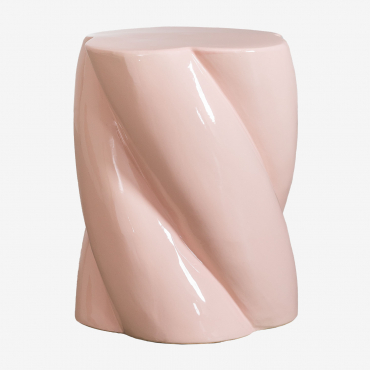 Round Auxiliary Table In Akila Pottery Pink Quartz - Sklum