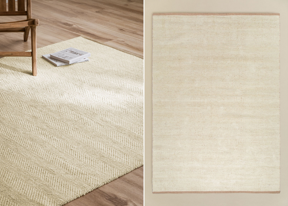 Rectangular rug 160x230 cm in polyester and jute Kalina