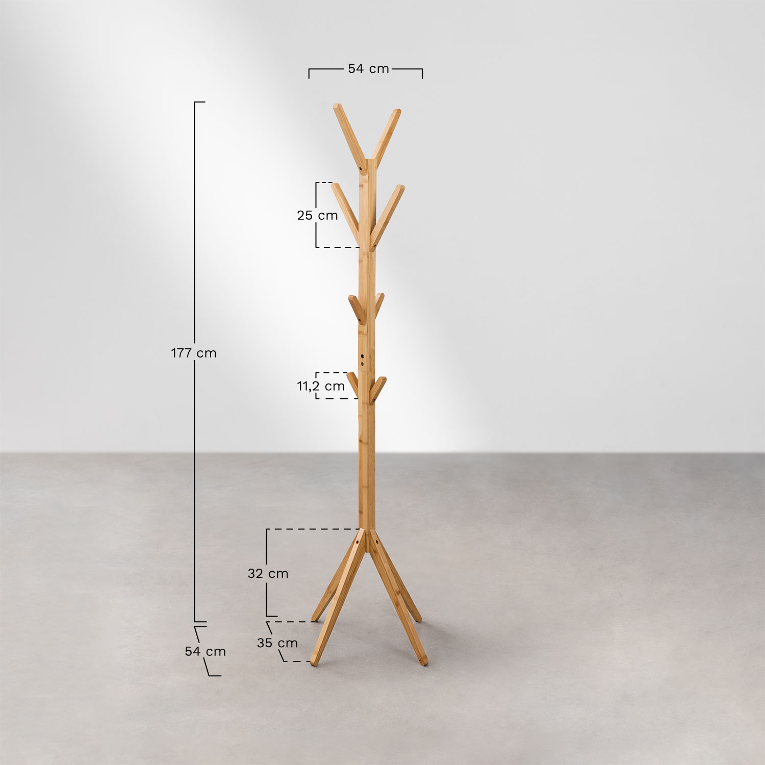 Bamboo Floor Coat Stand Gaizka , MEASURES