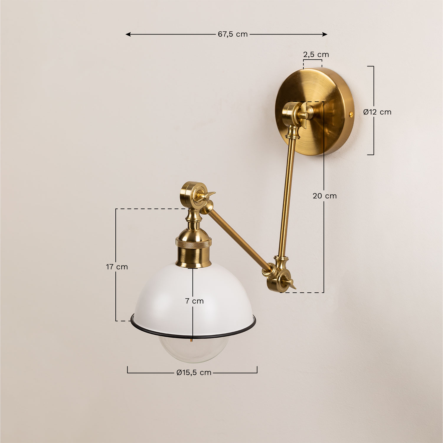 Ellmer iron wall lamp, MEASURES