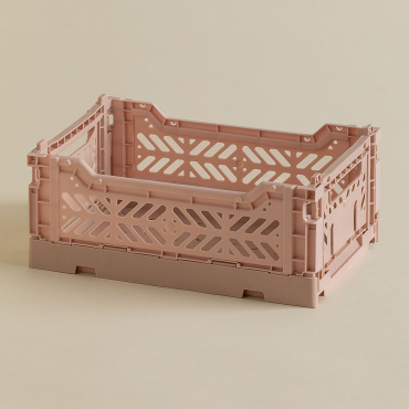 Foldable & Stackable Plastic Box Doli Brown Hazelnut & 26 Cm - Sklum