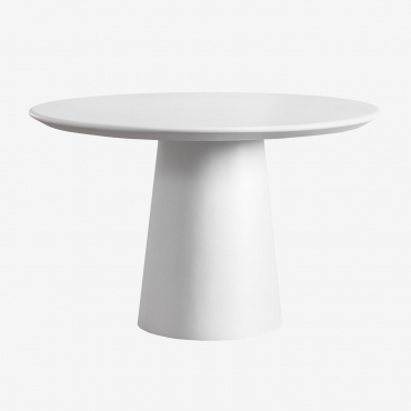 Round Garden Table Ø120 Cm In Cement Noemi White - Sklum
