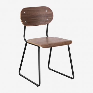 Pack Of 2 Jodie Walnut Veneer Dining Chairs Black - Sklum