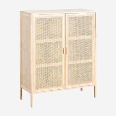 Rattan & Wood 2-door Sideboard Reyna Brown Natural Wood - Sklum